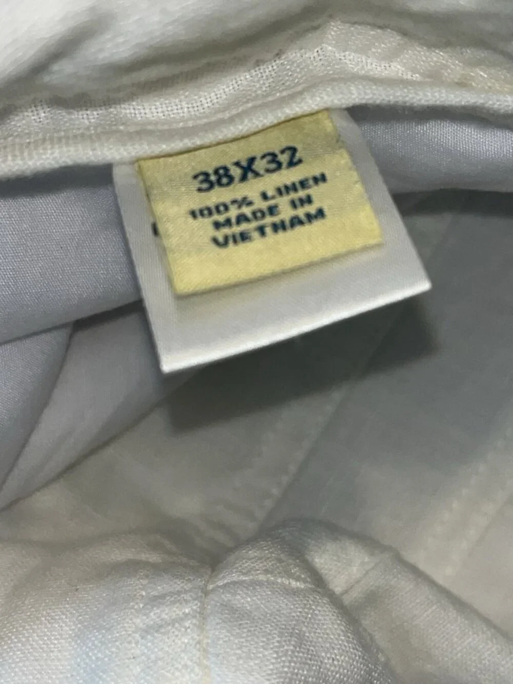 White 100% Linen Pants Lined 38x25 Short Preppy Coastal Beach Casual Comfort